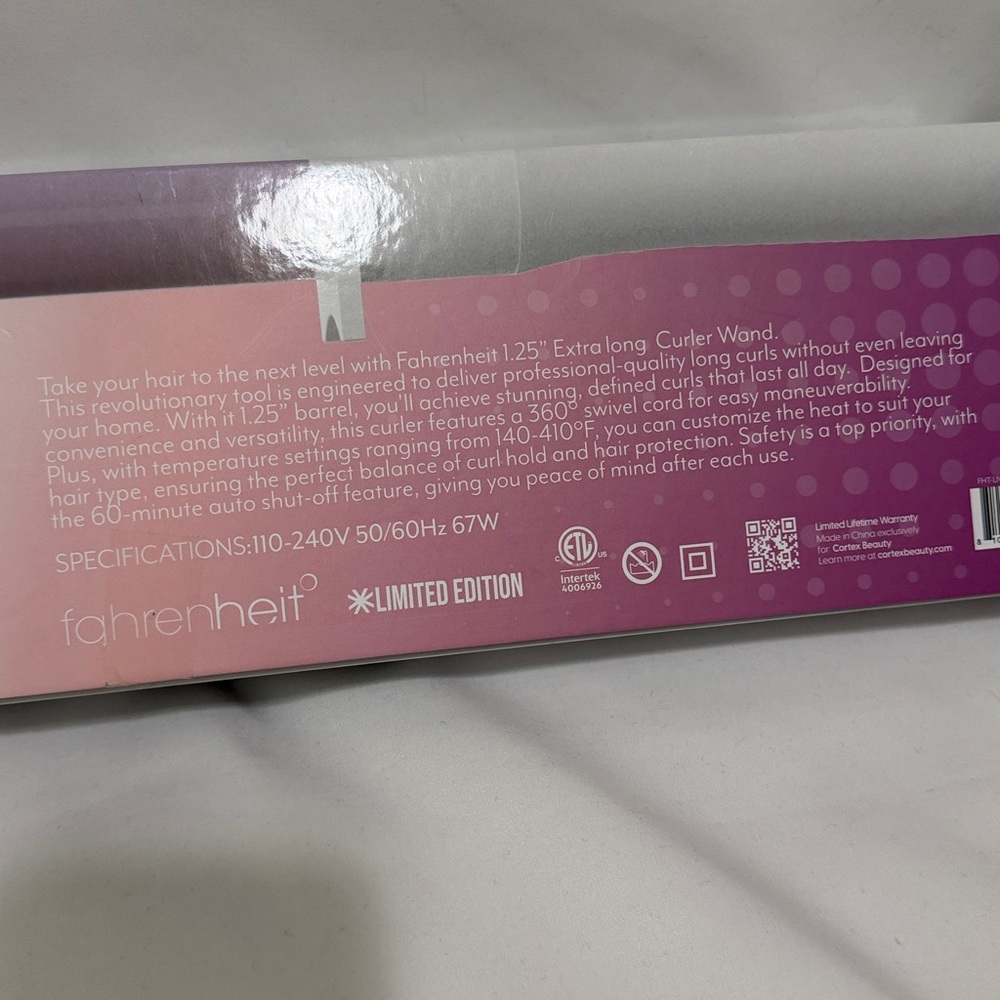 1.25" Extra Long Fahrenheit Curling Wand in Light Purple - Picture 6 of 8